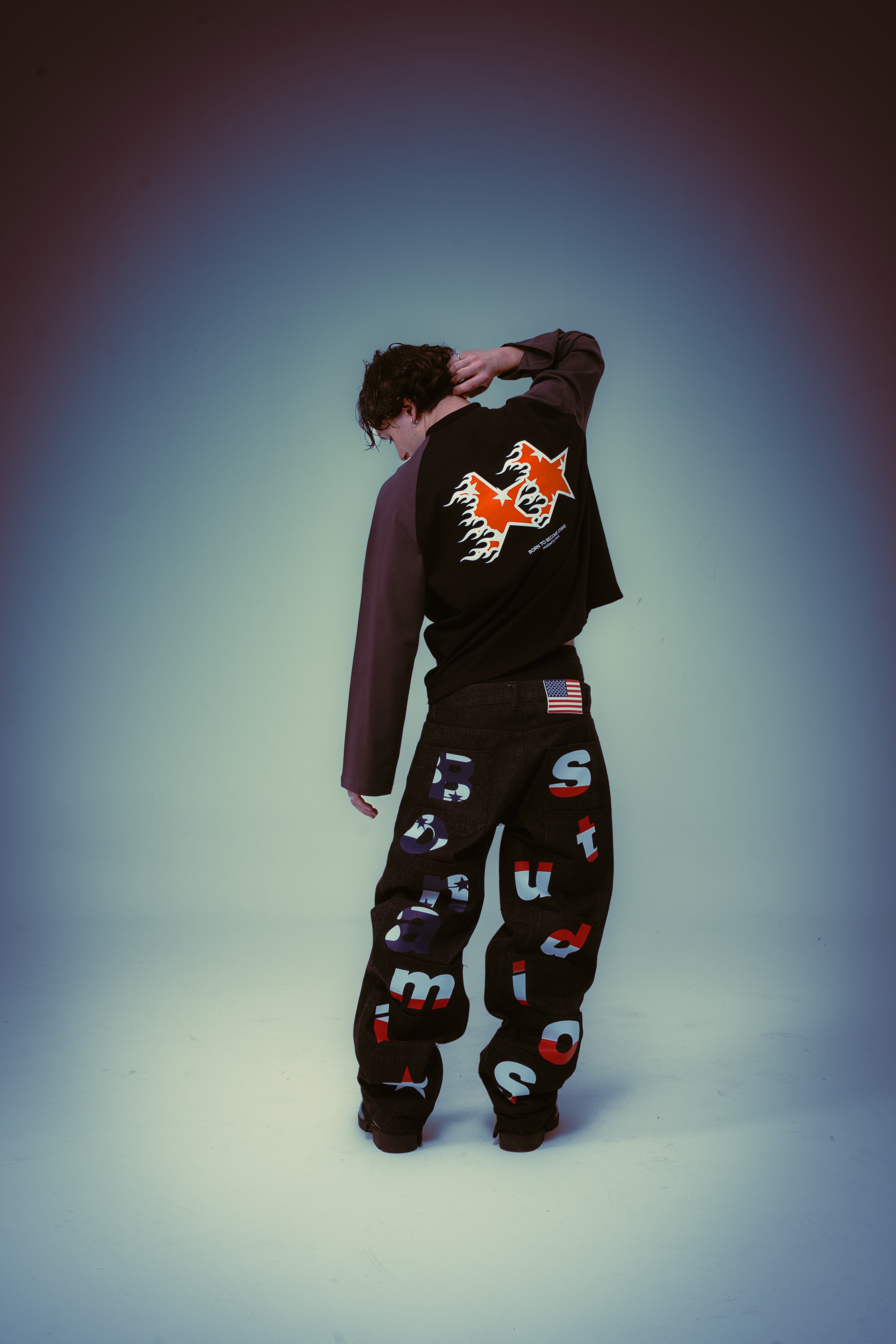 Long Sleeves Fire Stars Black