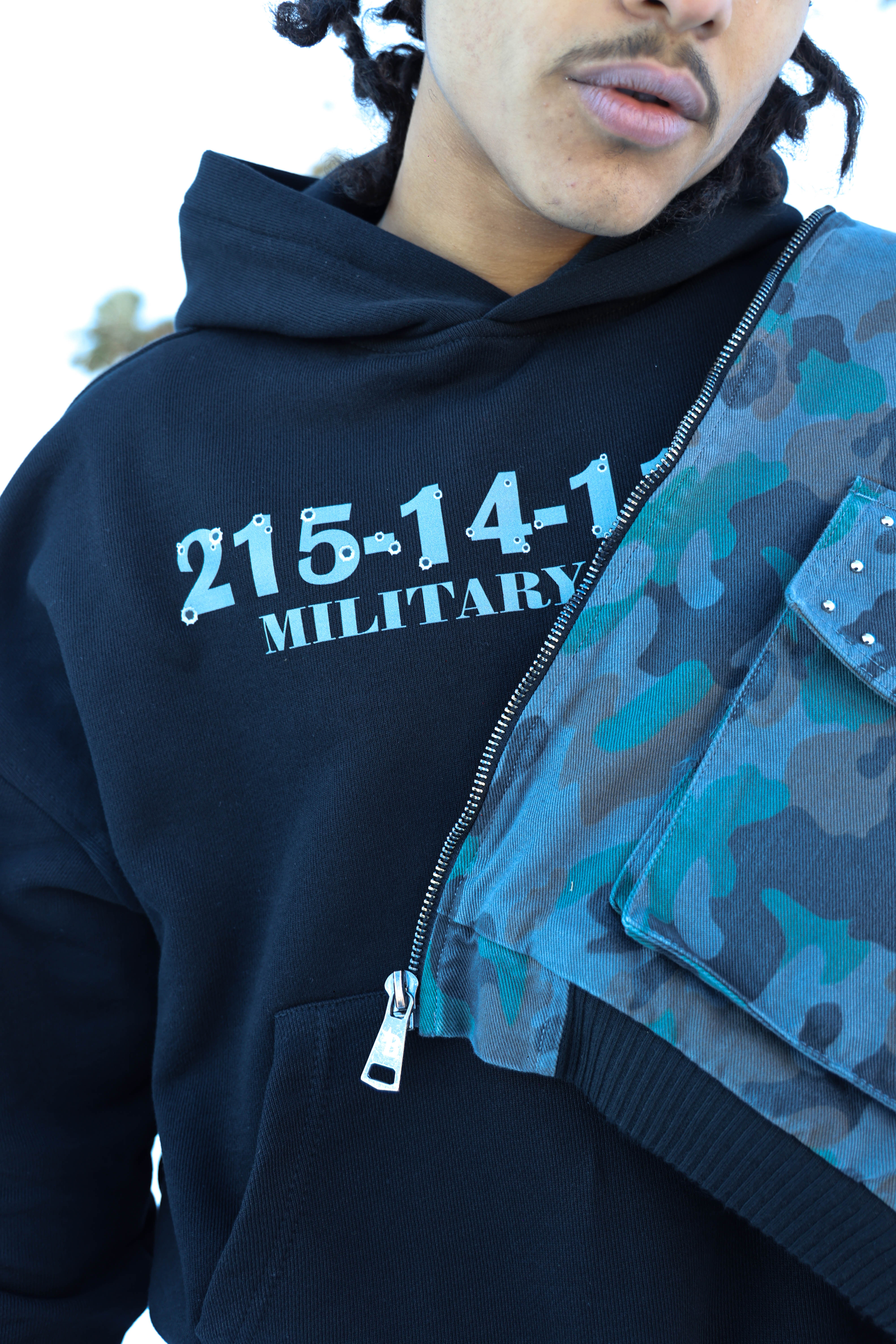 Hoodie Military Area Black
