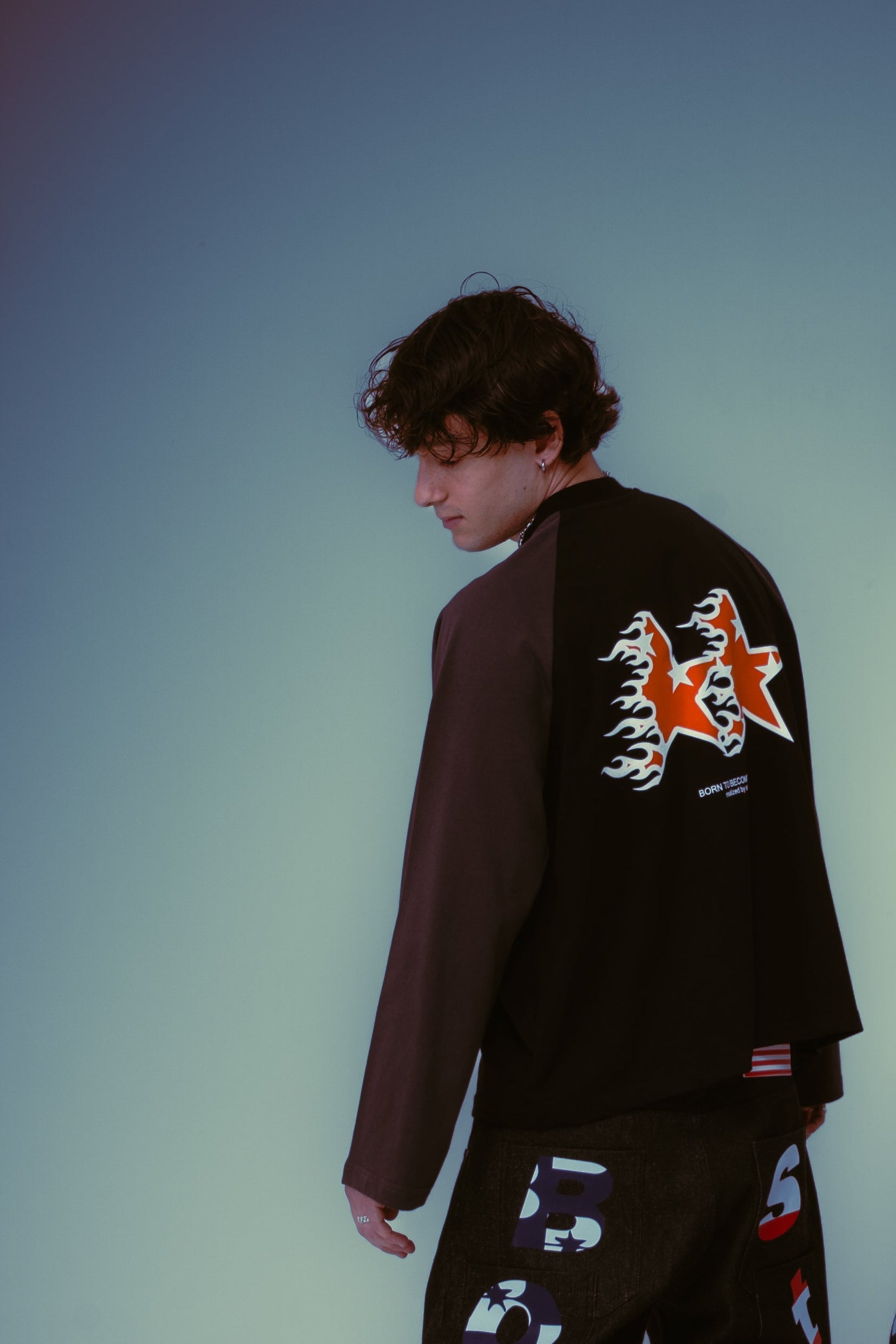 Long Sleeves Fire Stars Black