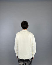 Maglione Sfrangiato Bianco