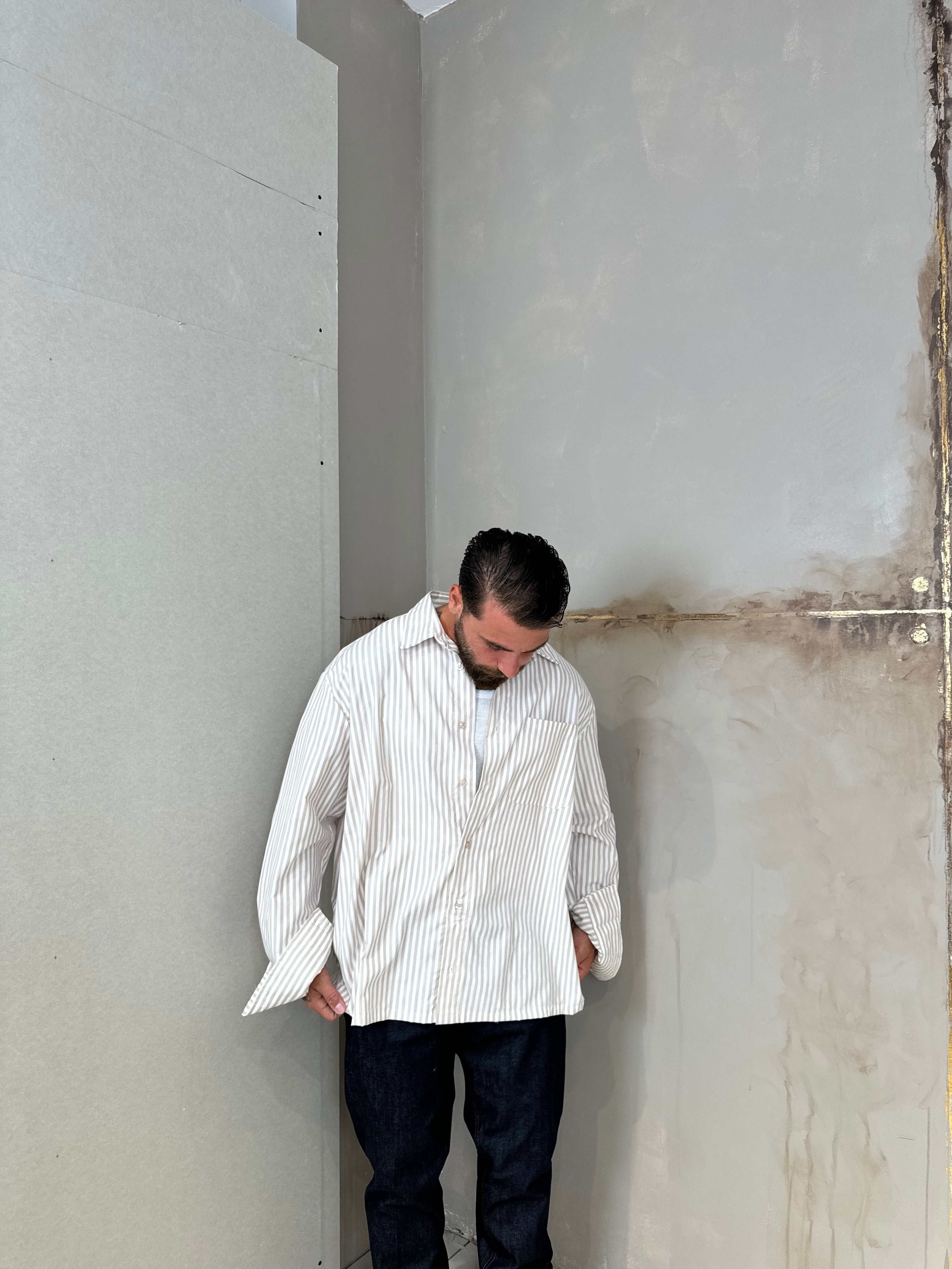 Camicia day a righe beige