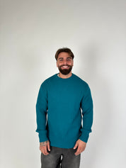 Maglione costine ottanio