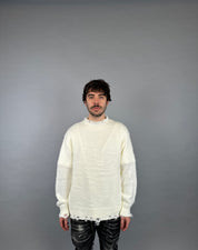 Maglione Sfrangiato Bianco