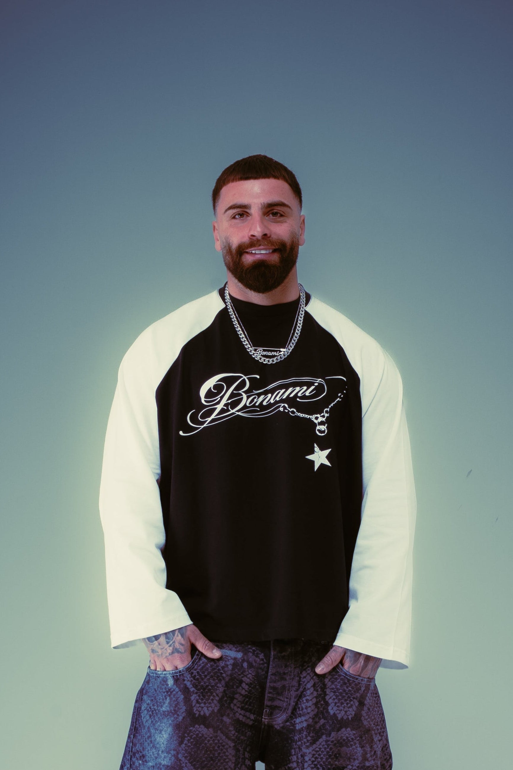 Long Sleeves Chain Blue