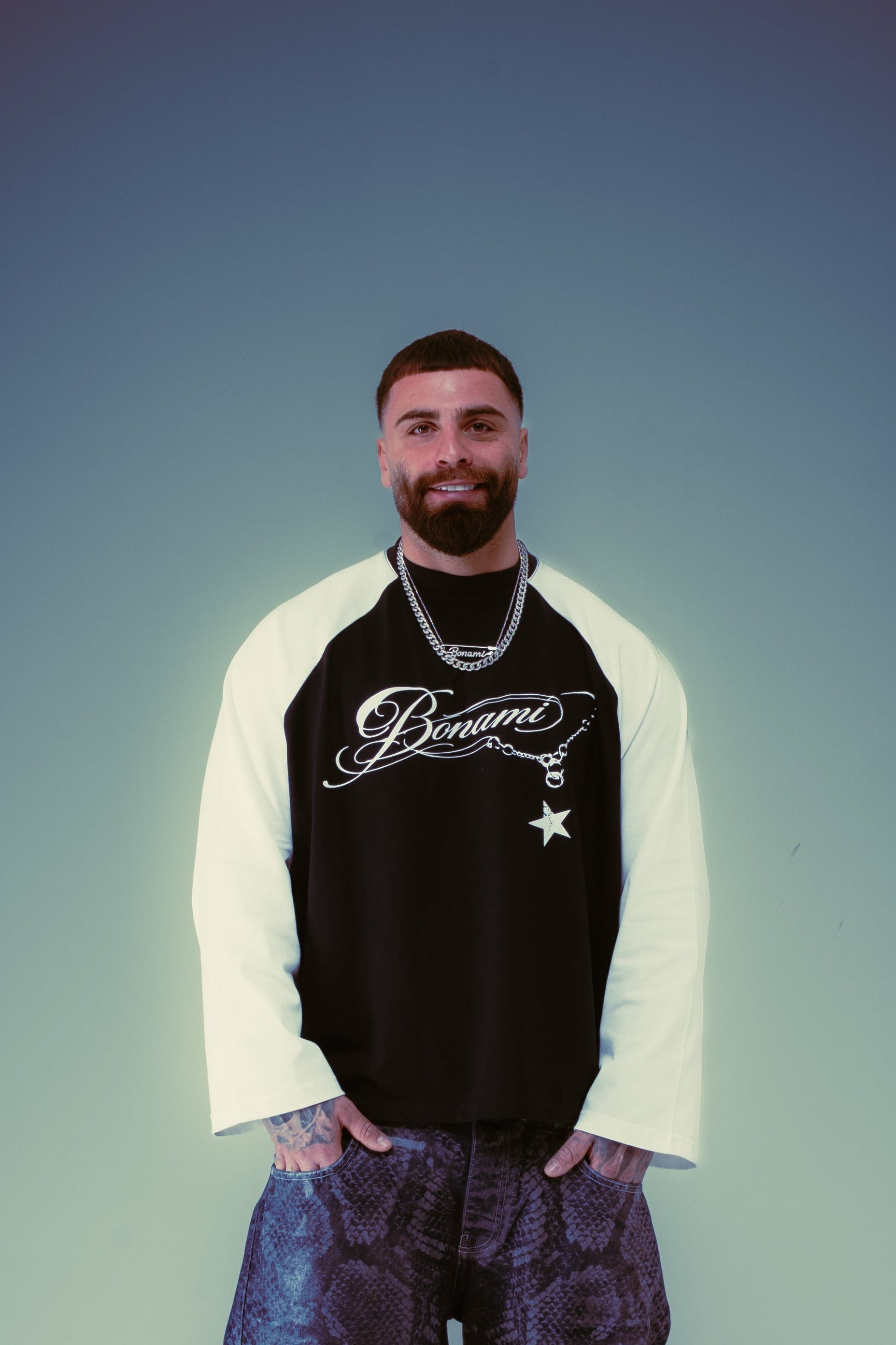 Long Sleeves Chain Blue