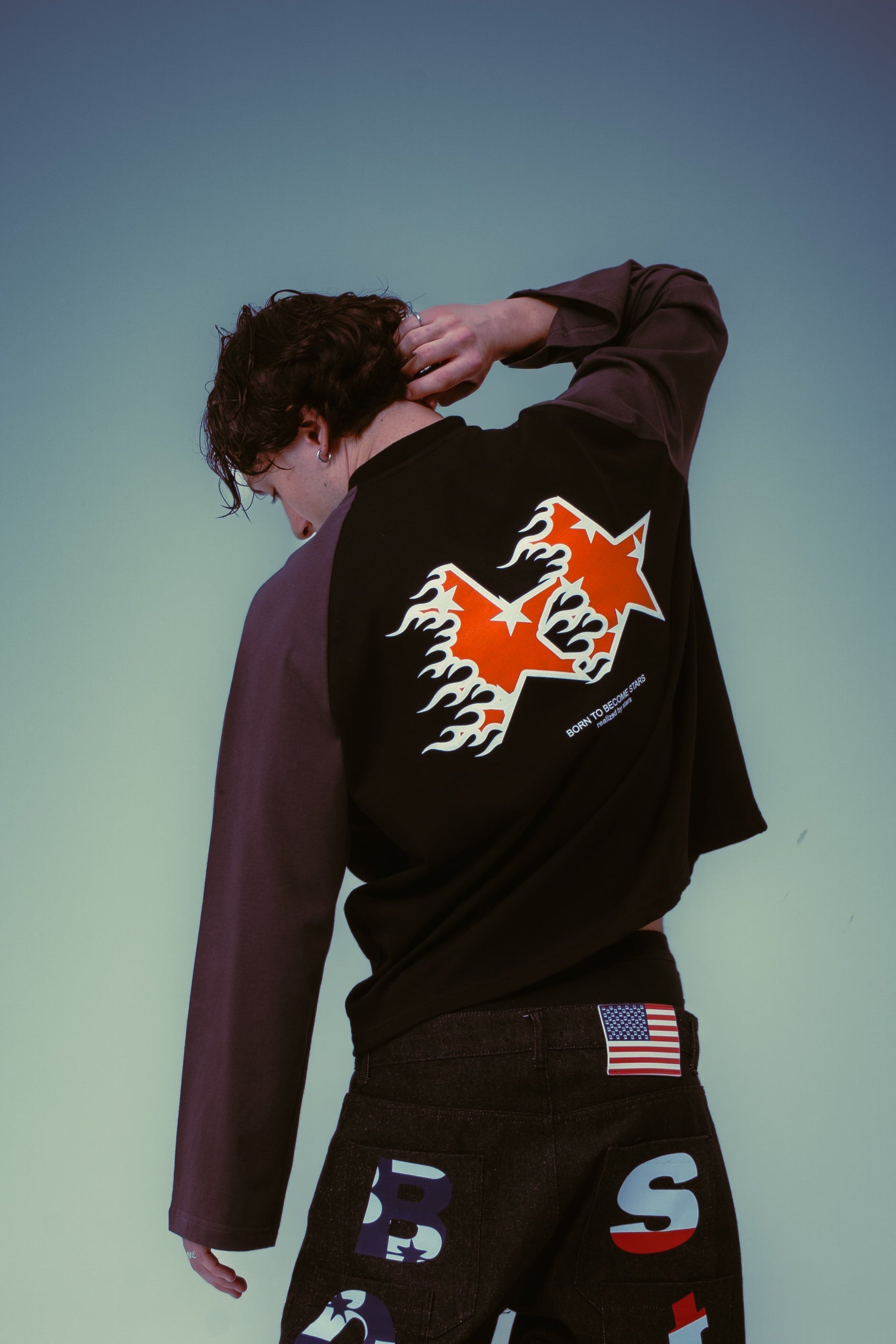 Long Sleeves Fire Stars Black