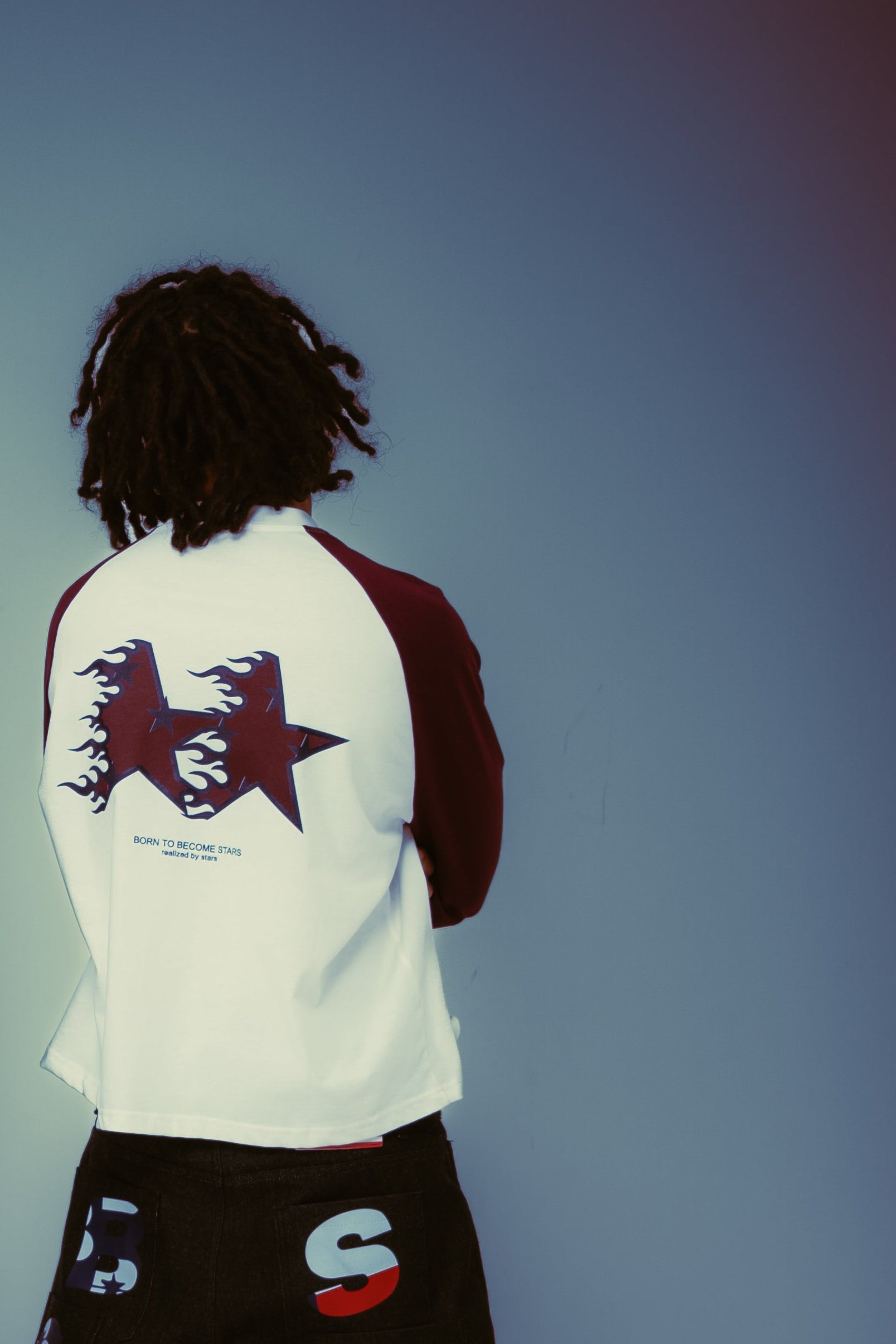 Long Sleeves Fire Stars White