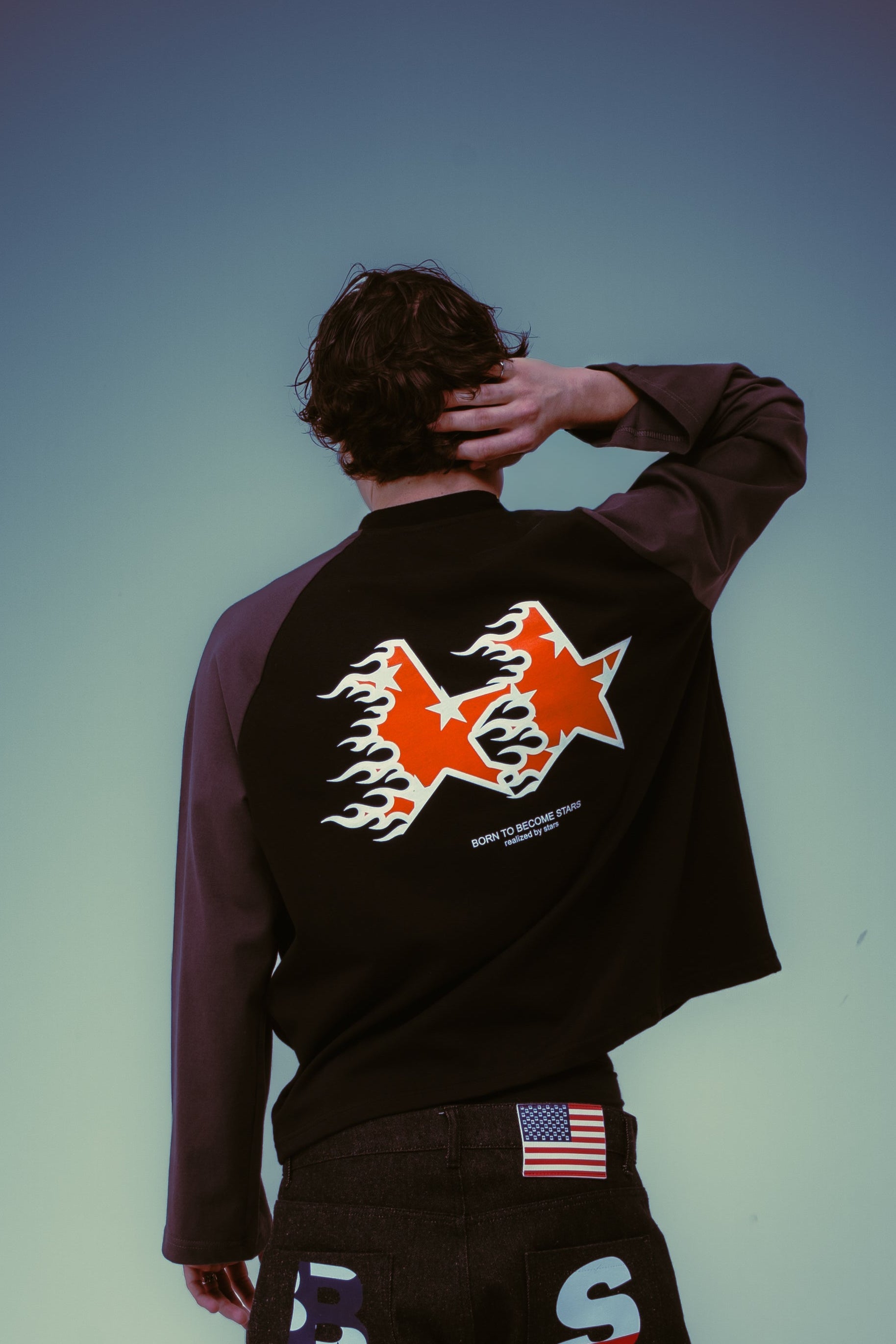 Long Sleeves Fire Stars Black