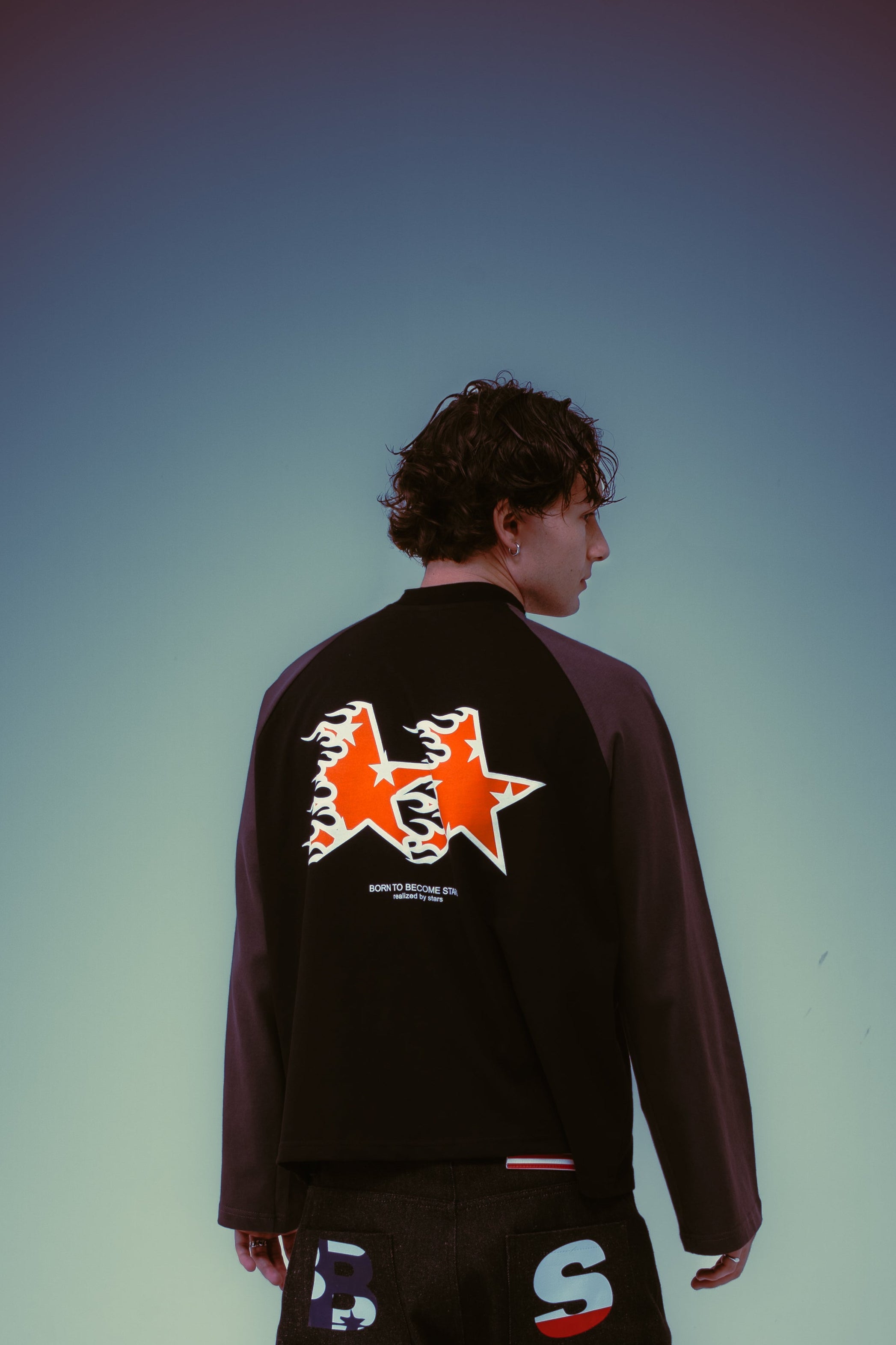 Long Sleeves Fire Stars Black