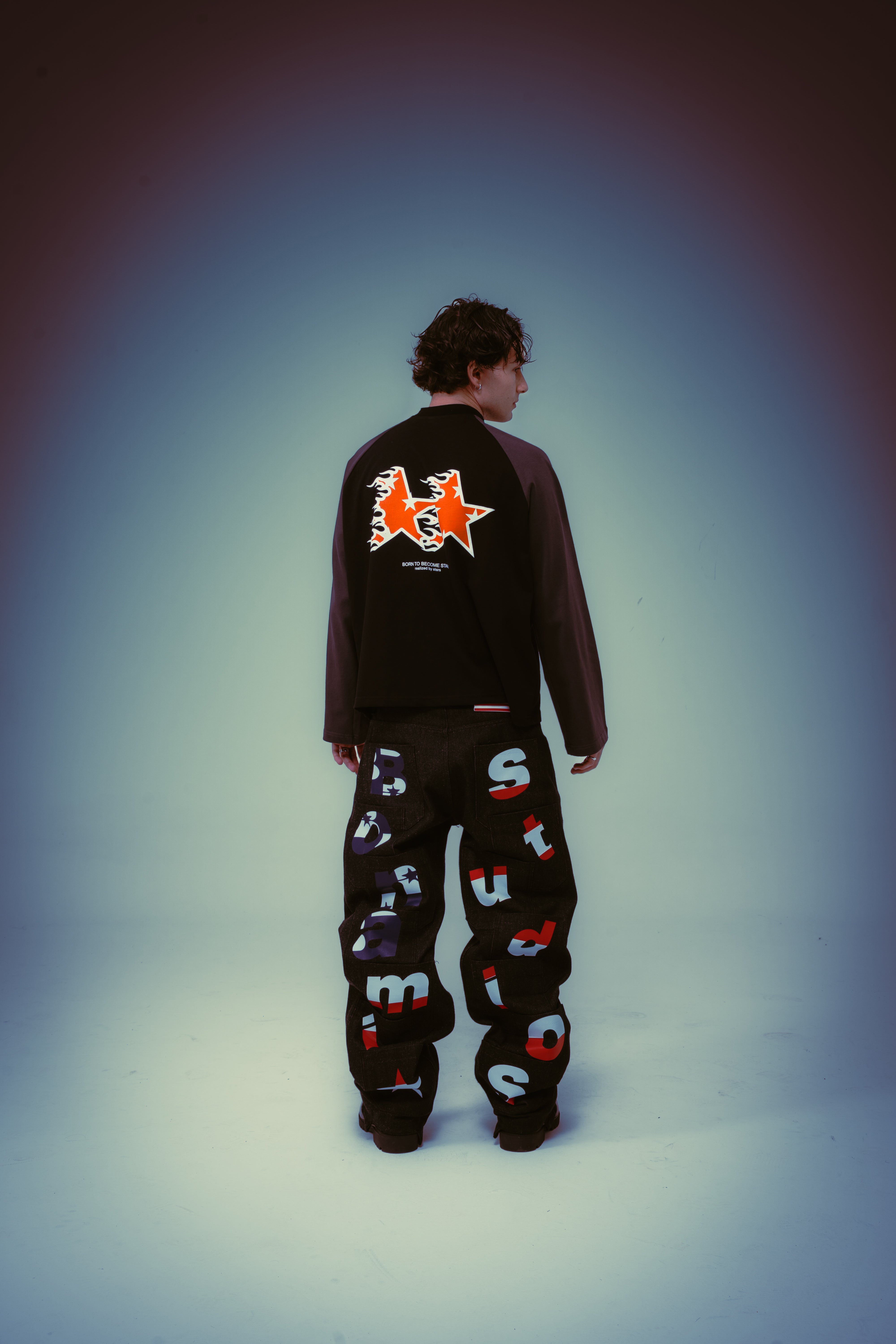 Long Sleeves Fire Stars Black