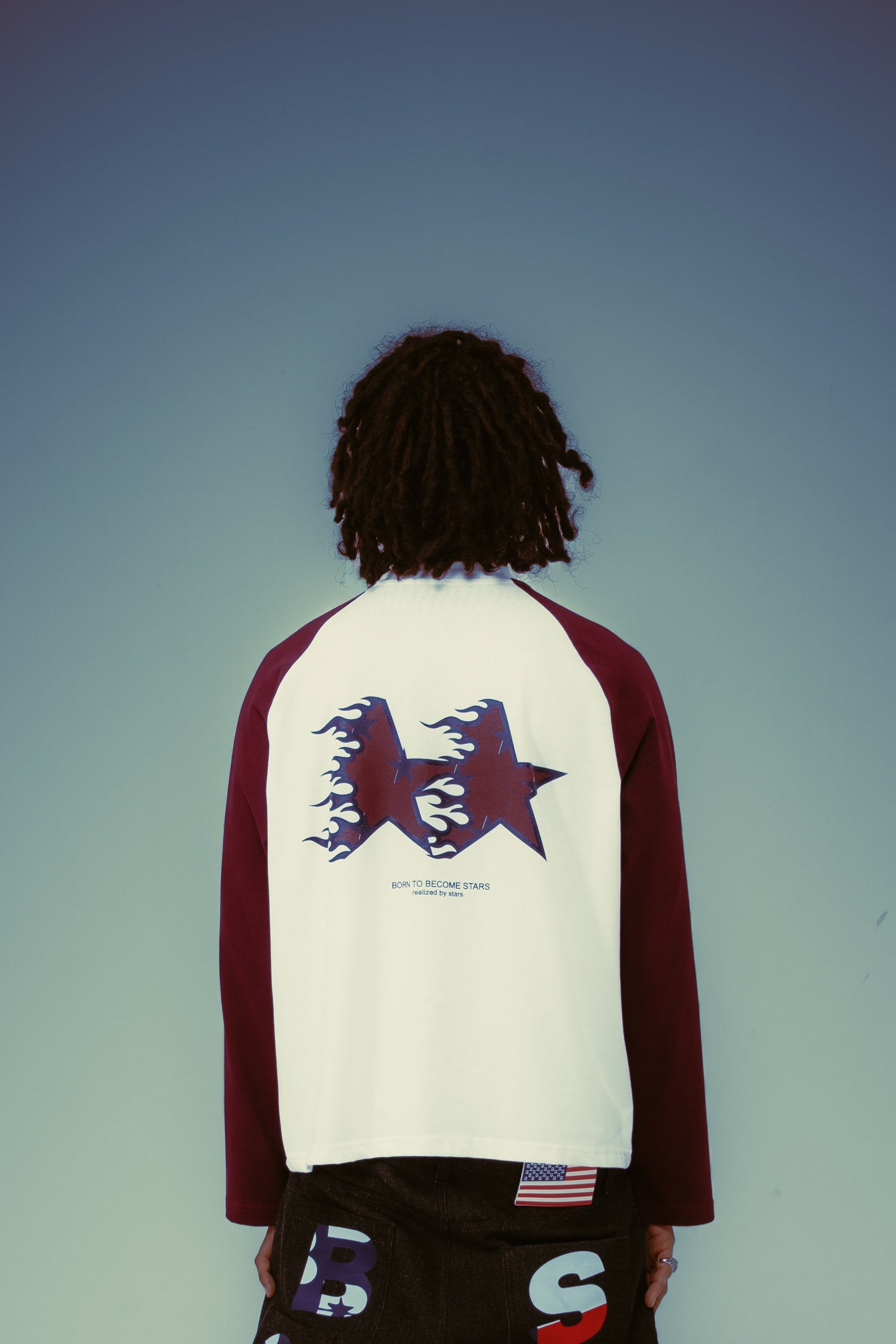Long Sleeves Fire Stars White
