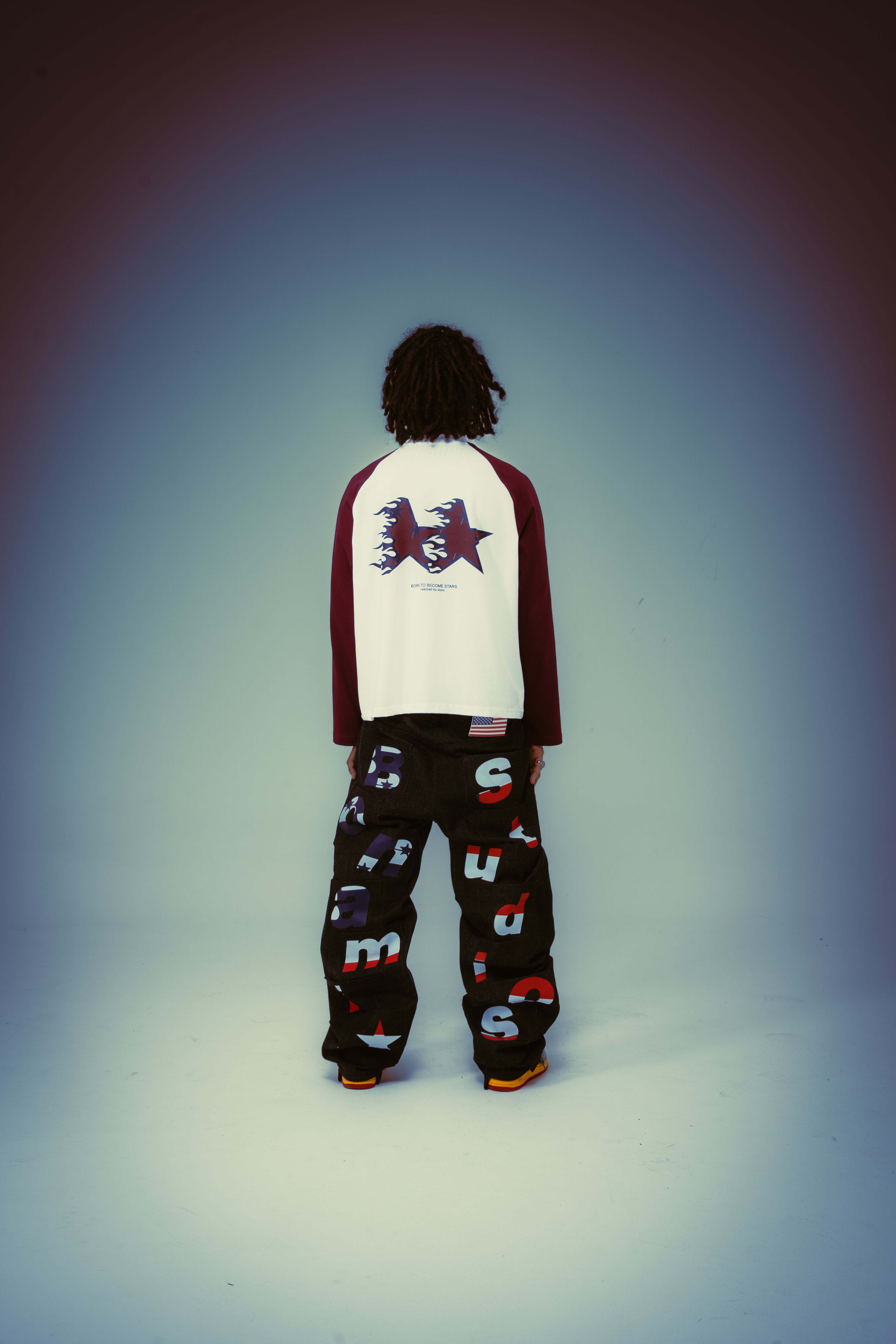 Long Sleeves Fire Stars White